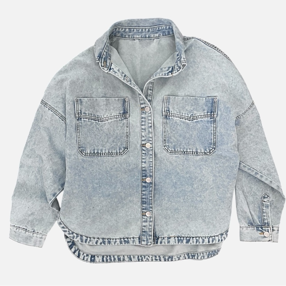 Denim Oversize  Shirt XL Cotton Long Sleeves Blue